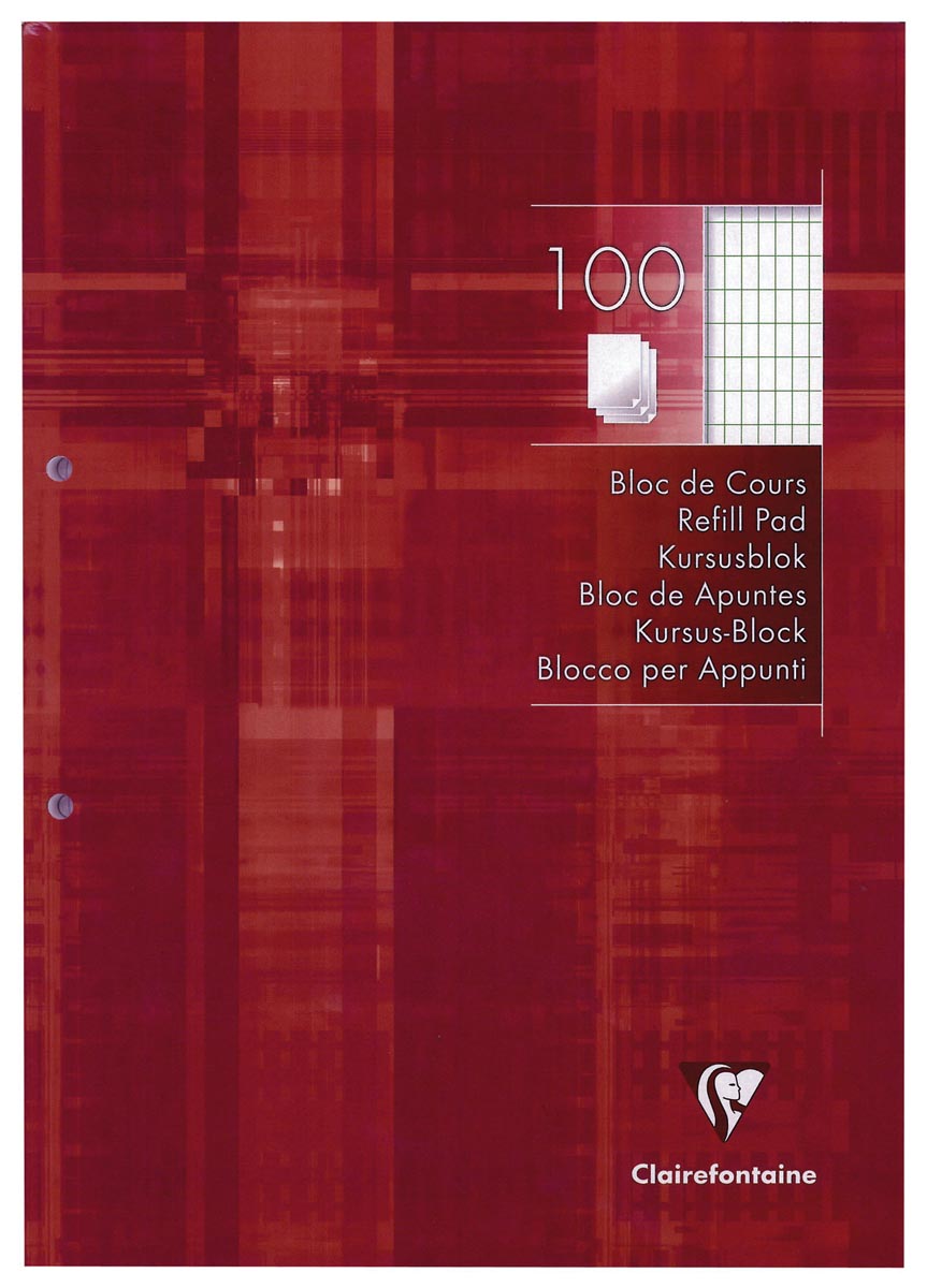 Clairefontaine 58196Cpack - Cursusblok CORNELL Notes perf. 4 gaten 21 x 29 ,7 cm 200p Cornell liniatuur Q.5x5 - PAQ DE 5