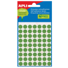 Apli ronde etiketten in etui diameter 13 mm, groen, 175 stuks, 35 per blad (2058)