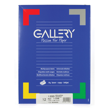 Gallery witte etiketten ft 105 x 48 mm (b x h), rechte hoeken, doos van 1.200 etiketten