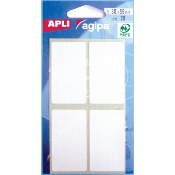 Agipa witte etiketten in etui ft 30 x 55 mm (b x h), 28 stuks, 4 per blad