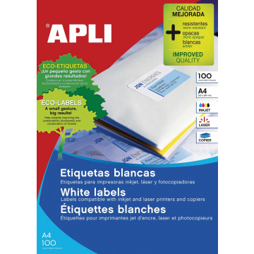 Apli witte etiketten Ft 105 x 148 mm (b x h), 400 stuks, 4 per blad (1280)