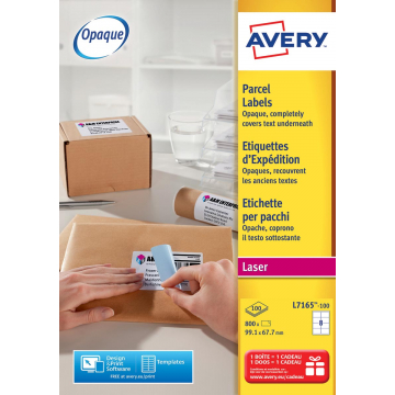 Avery Witte laseretiketten QuickPeel doos van 100 blad, ft 99,1 x 67,7 mm (b x h), 800 stuks, 8 per blad