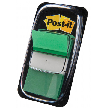 Post-it Index standaard, ft 25,4 x 43,2 mm, groen, houder met 50 tabs