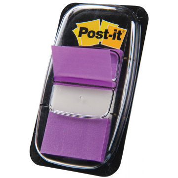 Post-it Index standaard, ft 25,4 x 43,2 mm, paars, houder met 50 tabs