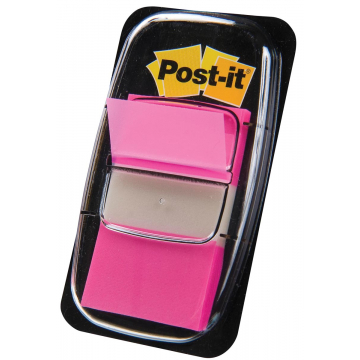 Post-it Index standaard, ft 25,4 x 43,2 mm, roze, houder met 50 tabs