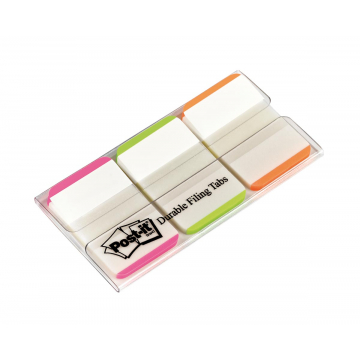 Post-it Index Strong, , ft 25,4 x 38 mm, wit met gekleurde rand, 3 kleuren, 22 tabs per kleur