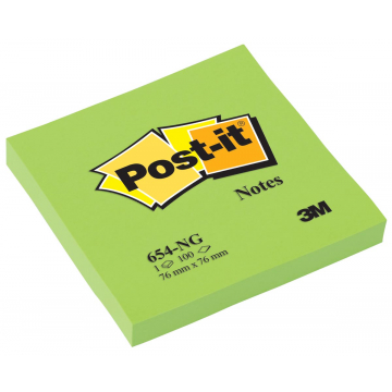 Post-it Notes, ft 76 x 76 mm, neongroen, blok van 100 vel