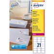 Avery L7160, Adresetiketten, Laser, Ultragrip, wit, 250 vellen, 21 per vel, 63,5 x 38,1 mm