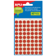 Apli ronde etiketten in etui diameter 10 mm, rood, 315 stuks, 63 per blad (2053)