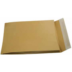 Gallery enveloppen met balg ft 229 x 324 x 35 mm, stripsluiting, bruine kraft, doos van 250 stuks