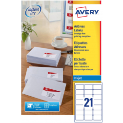 Avery J8160-100 adresetiketten 63,5 x 38,1 mm (b x h), 2.100 etiketten, wit