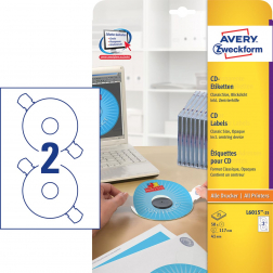 Avery Zweckform L6015-25 CD etiketten, diameter 117 mm, 50 etiketten, wit