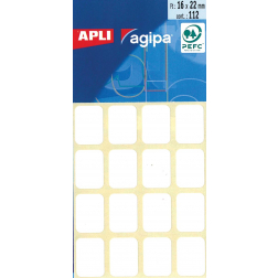 Agipa witte etiketten in etui ft 16 x 22 mm (b x h), 112 stuks, 16 per blad
