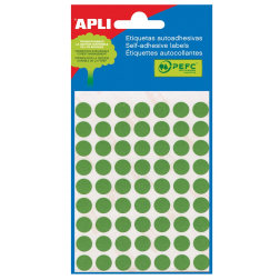 Apli ronde etiketten in etui diameter 13 mm, groen, 175 stuks, 35 per blad (2058)