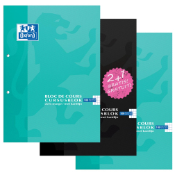 Oxford cursusblok 2 + 1 GRATIS, geassorteerde kleuren, ft A4, 100 vel, geruit 5 mm