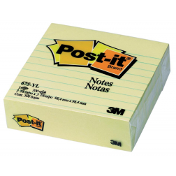 Post-it Notes, ft 101 x 101 mm, geel, gelijnd, blok van 300 vel