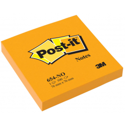 Post-it Notes, 100 vel, ft 76 x 76 mm, neonoranje