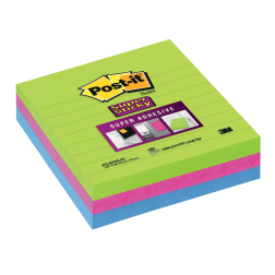 Post-it Super Sticky notes, ft 100 x 100 mm, 70 vel per blok, pak van 3 blokken in geassorteerde kleuren