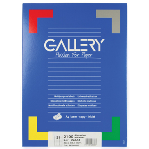 Gallery witte etiketten ft 66 x 38,1 mm (b x h), ronde hoeken, doos van 2.100 etiketten