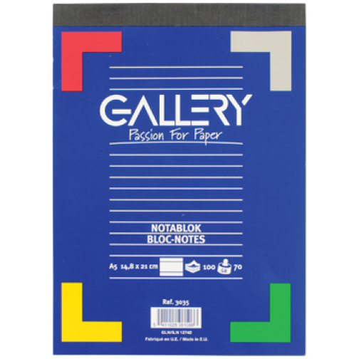 Gallery schrijfblok, ft A5, gelijnd, blok van 100 vel