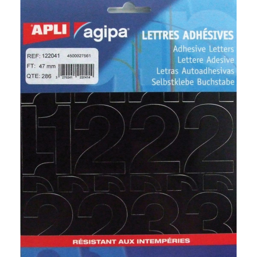 Agipa etiketten cijfers letterhoogte 47 mm, 286 cijfers