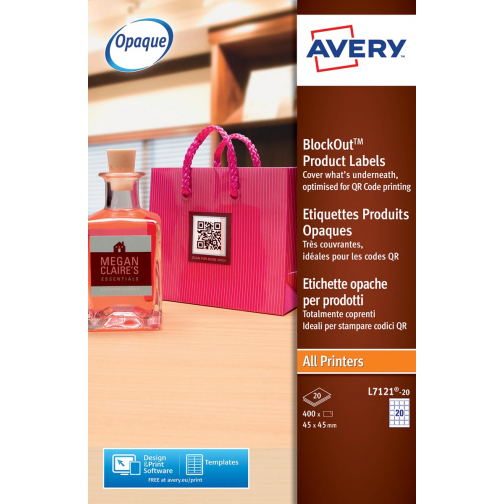 Avery printbare QR-etiketten ft 45 x 45 mm (b x h), 400 stuks