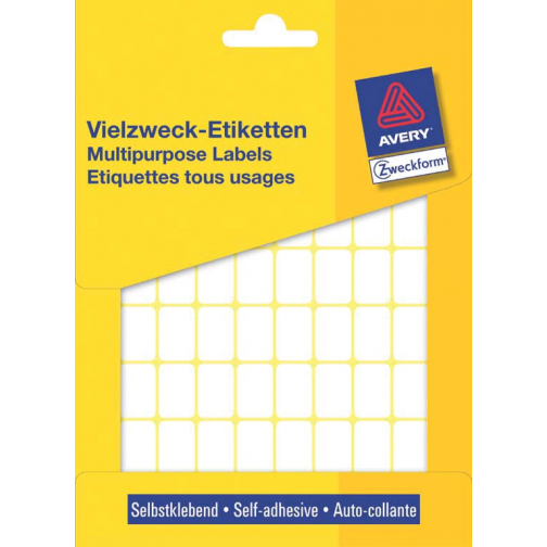 Avery Zweckform 3312 mini etiketten ft 18 x 12 mm (b x h), 1.800 etiketten, wit