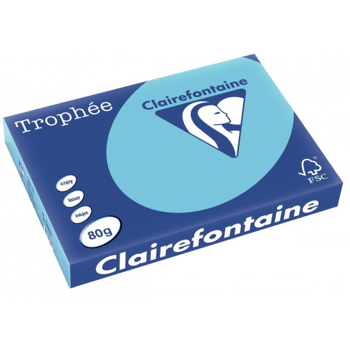 Clairefontaine Trophée Pastel, gekleurd papier, A3, 80 g, 500 vel, helblauw