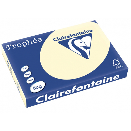 Clairefontaine Trophée Pastel, gekleurd papier, A3, 80 g, 500 vel, crème