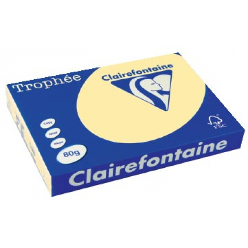 Clairefontaine Trophée Pastel, gekleurd papier, A3, 80 g, 500 vel, kanariegeel