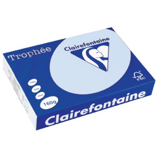 Clairefontaine Trophée Pastel, gekleurd papier, A4, 160 g, 250 vel, azuurblauw