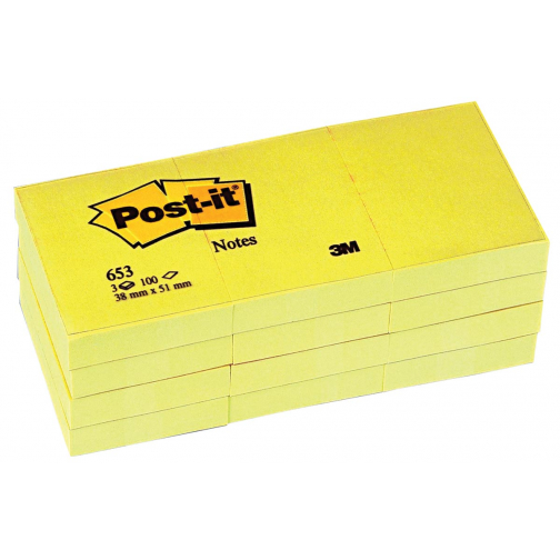 Post-it Notes, ft 38 x 51 mm, geel, blok van 100 vel