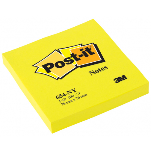 Post-it Notes, 100 vel, ft 76 x 76 mm, neongeel